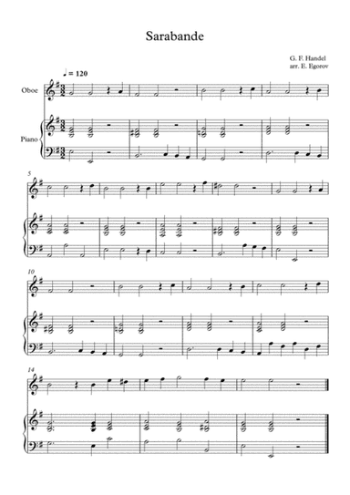 Sarabande, George Frideric Handel, For Oboe & Piano (arr. Eugene Egorov)
