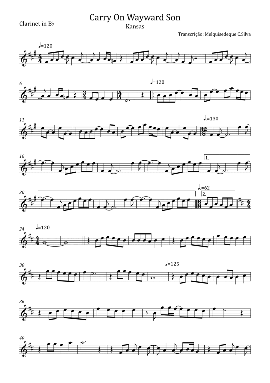 Carry On Wayward Son (arr. Melquisedeque C.Silva)