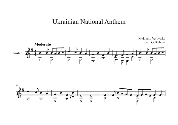 Ukrainian National Anthem - Mykhailo Verbytsky (Guitar) (arr. Oleksii Rohoza)