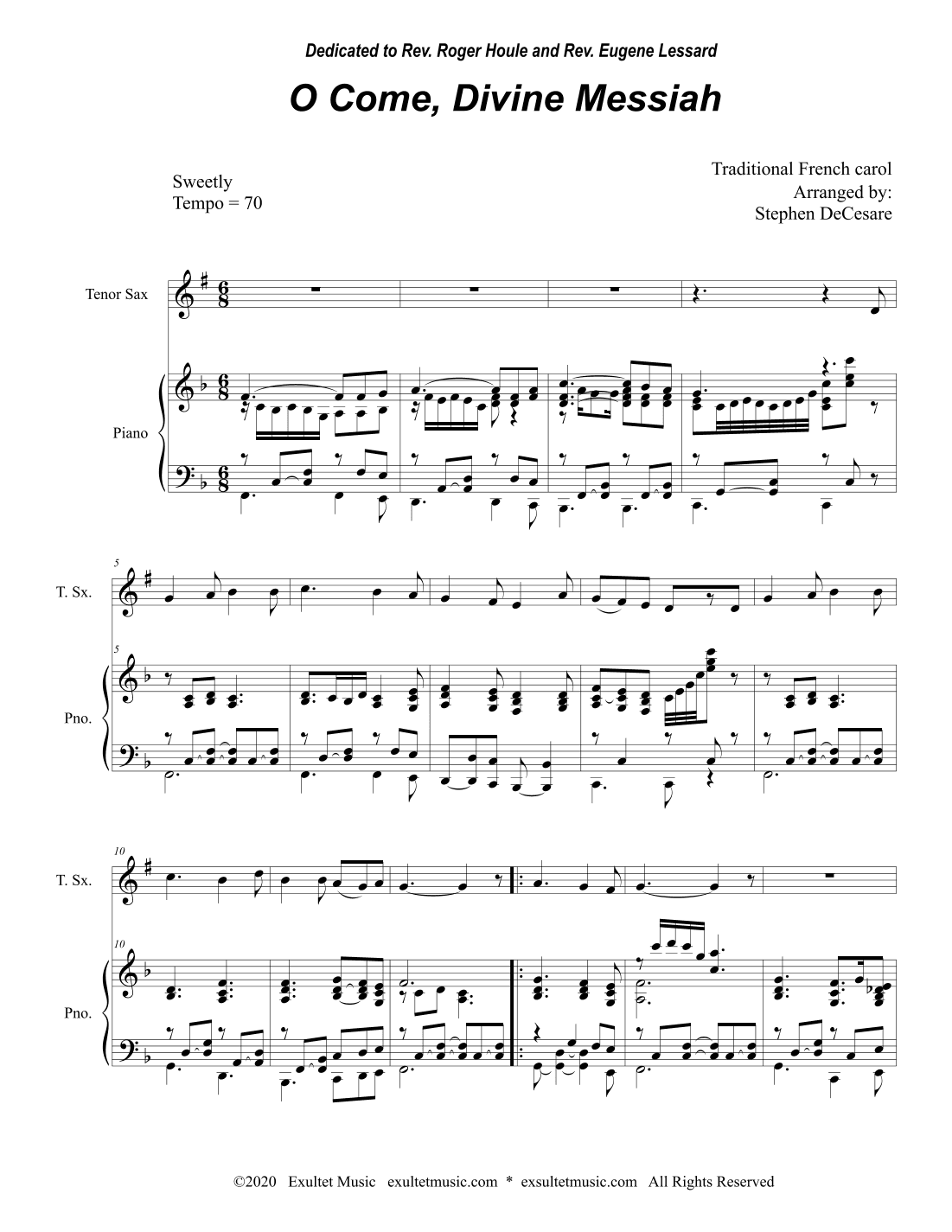 O Come, Divine Messiah (Tenor Saxophone solo and Piano) (arr. Stephen DeCesare)