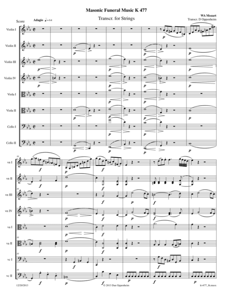 Mozart: Masonic Funeral Music K 477 arranged for String Octet (arr. D Oppenheim)