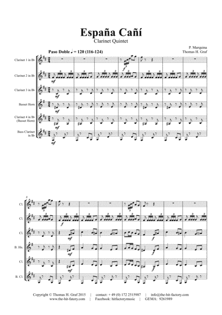 España Cañí - Paso Doble - Gypsy Dance - Clarinet Quintet (arr. Thomas H. Graf)