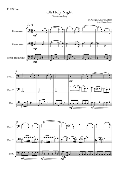 Oh Holly Night (Christmas Song) for Trombone Trio (arr. Fabio Britto)