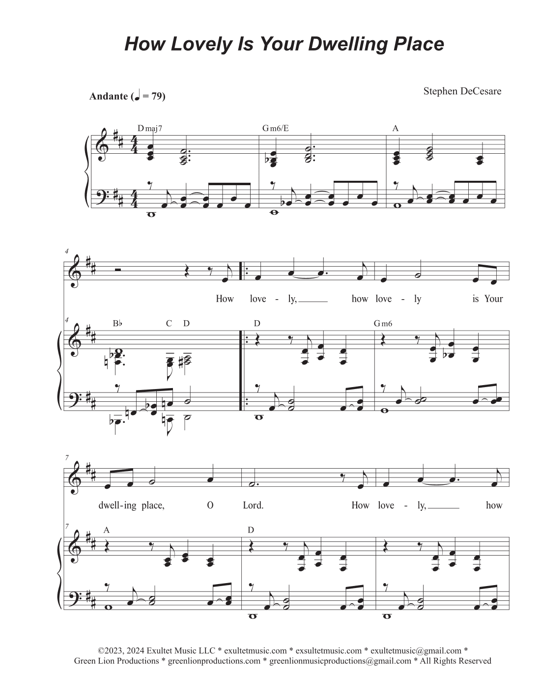 How Lovely Is Your Dwelling Place (Psalm 84) (Unison choir)