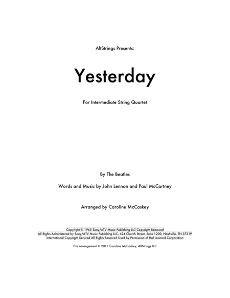 Yesterday (arr. Caroline McCaskey)