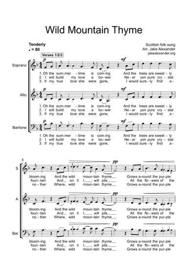 Wild Mountain Thyme - SABar a cappella (arr. Jake Alexander)