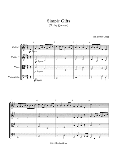 Simple Gifts (String Quartet) (arr. Jordan Grigg)