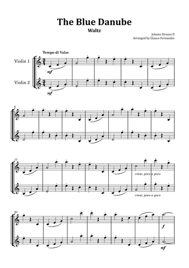 The Blue Danube - Violin Duet (arr. Glauco Fernandes)