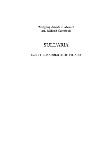 Sull'aria (from THE MARRIAGE OF FIGARO) (arr. Richard Campbell)