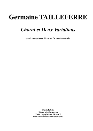 Germaine Tailleferre: Choral et Deux Variations for brass quintet