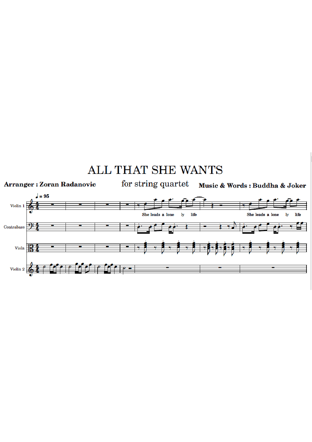 All That She Wants (arr. Zoran Radanovic)