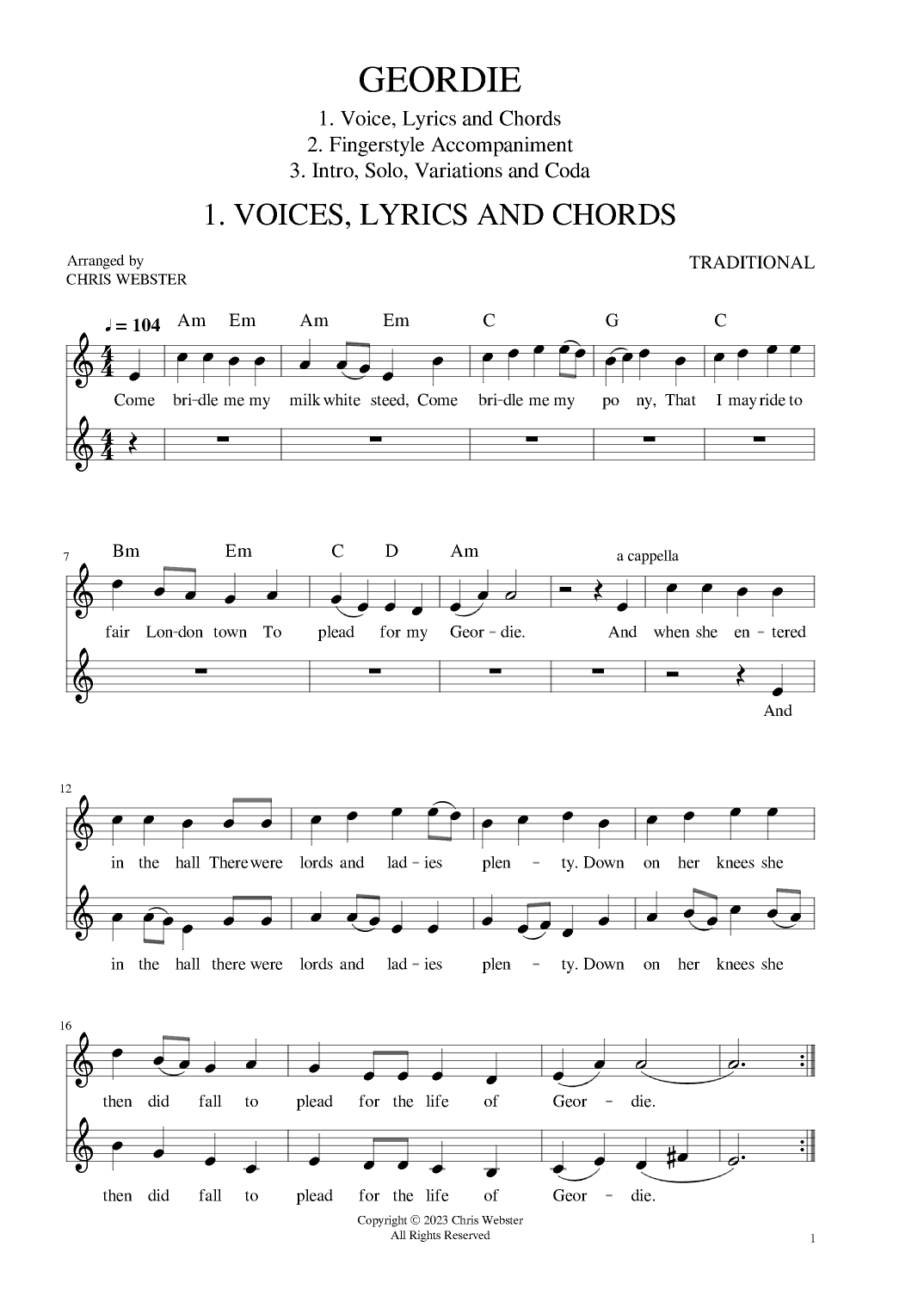 Geordie: Folk Uke #11 (arr. Chris Webster)