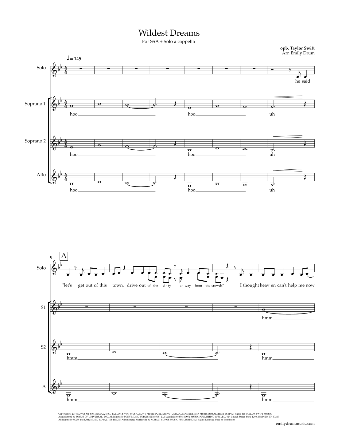 Wildest Dreams (arr. Emily Drum)