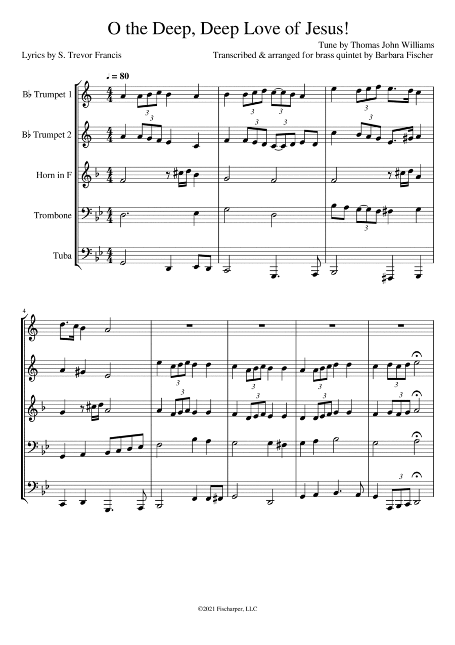 O the Deep, Deep Love of Jesus! - brass quintet (arr. Barbara Fischer)