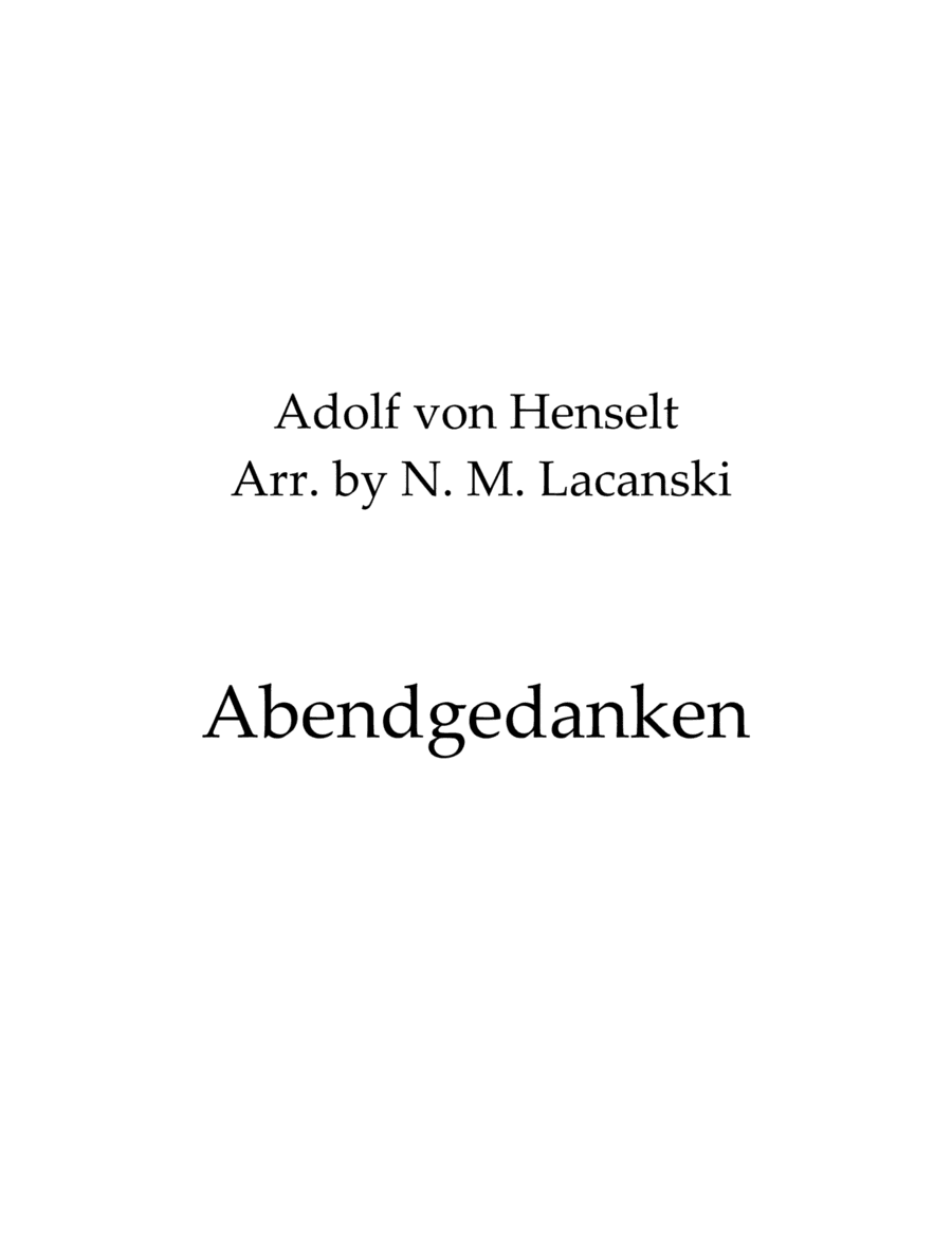 Abendgedanken (arr. Nick Lacanski)