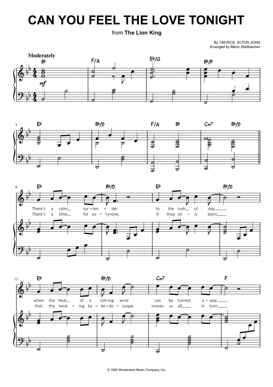 Can You Feel The Love Tonight (arr. Mario Stallbaumer)