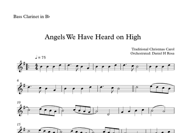 Angels We Have Heard on High  - Gloria in excelsi Deo - Easy Bass Clarinet (arr. Daniel H Rosa)