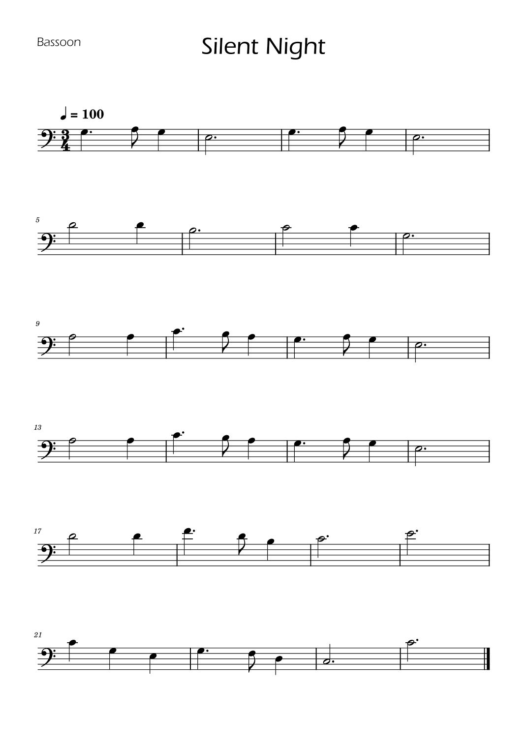 Silent Night - Bassoon Solo w/ Piano (arr. Ygor Nunes)