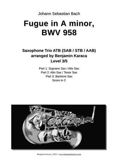 Fugue in A minor, BWV 958 (arr. Benjamin Karaca)