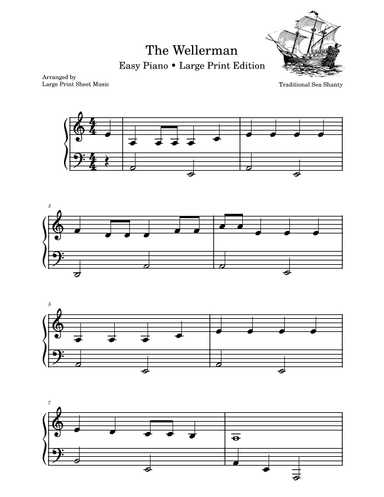 The Wellerman Easy Piano Large Print (arr. Large Print Sheet Music)