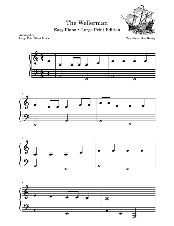 The Wellerman Easy Piano Large Print (arr. Large Print Sheet Music)