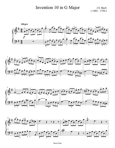 Bach Invention 10 in G Major (arr. Ben Choupak)