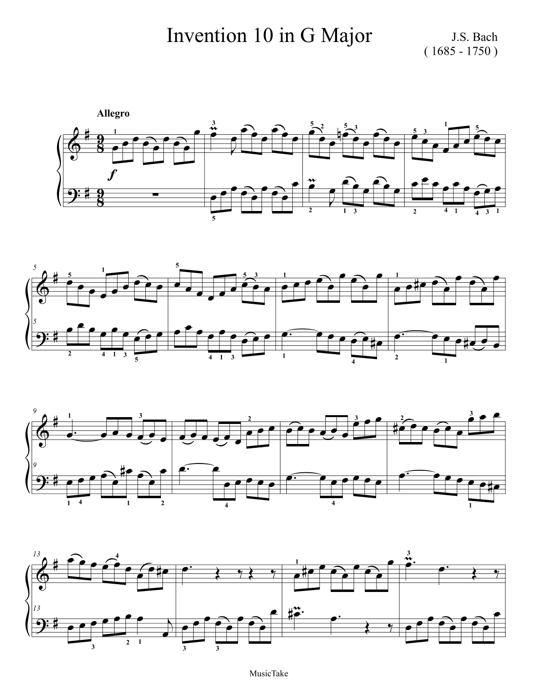 Bach Invention 10 in G Major (arr. Ben Choupak)