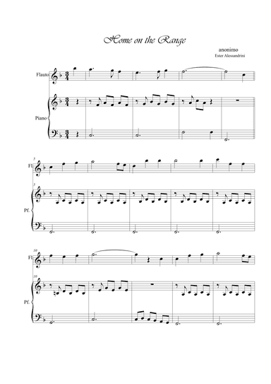 Home on the range. Flute and piano (arr. Ester Alessandrini)