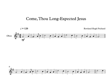 Come, Thou Long-Expected Jesus - Rowland Hugh Prichard (Oboe) (arr. Digital Book Music)