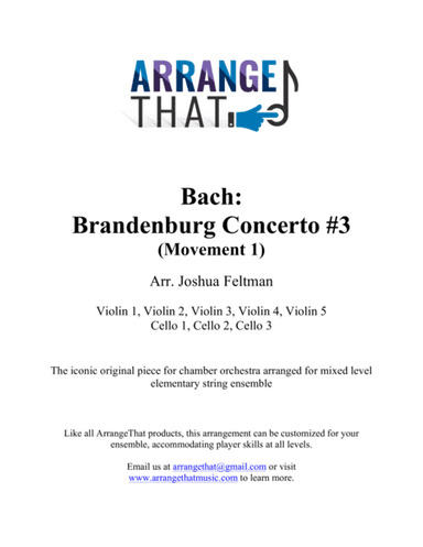 Bach: Brandenburg Concerto #3, Movement 1 (arr. Joshua Feltman)