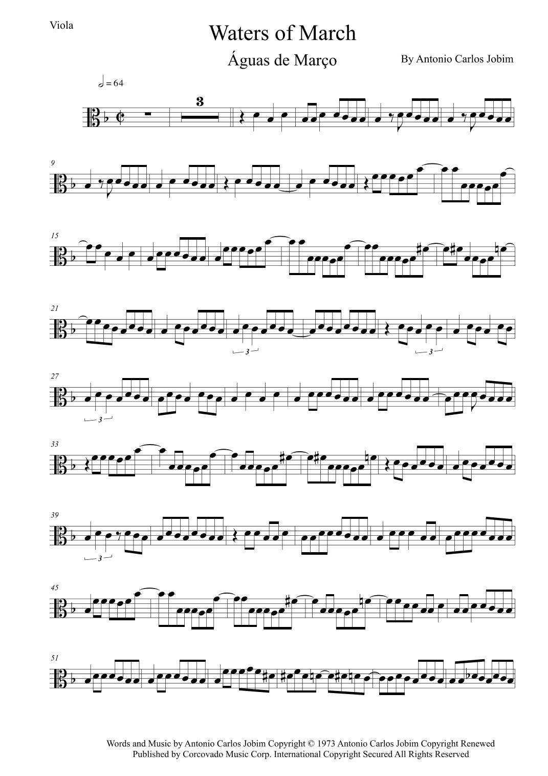 Águas De Março (waters Of March) (arr. Leo Silva)