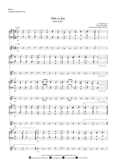 Ode to Joy - Joyful Joyful - Easy Acoustic Guitar and Piano (arr. Daniel H Rosa)