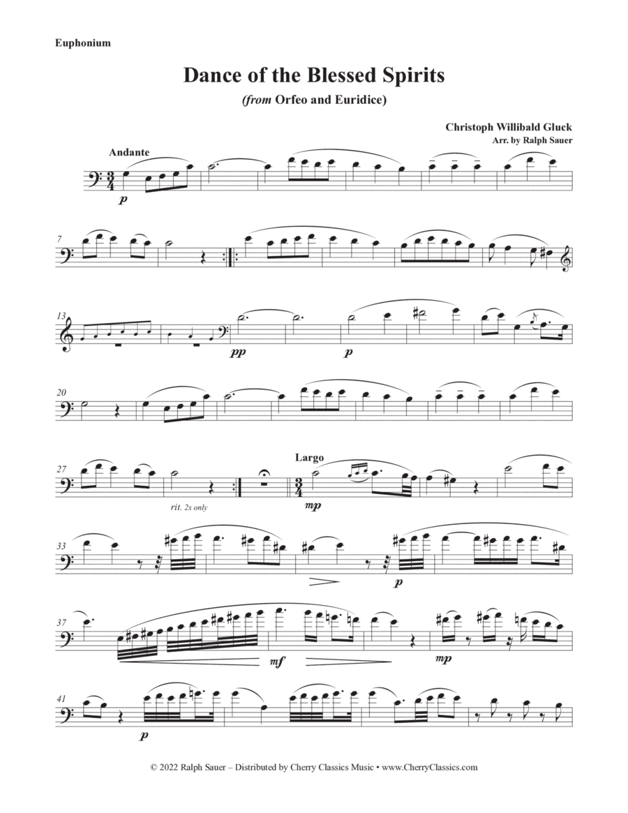 Dance of the Blessed Spirits for Euphonium and Piano (arr. Ralph Sauer)