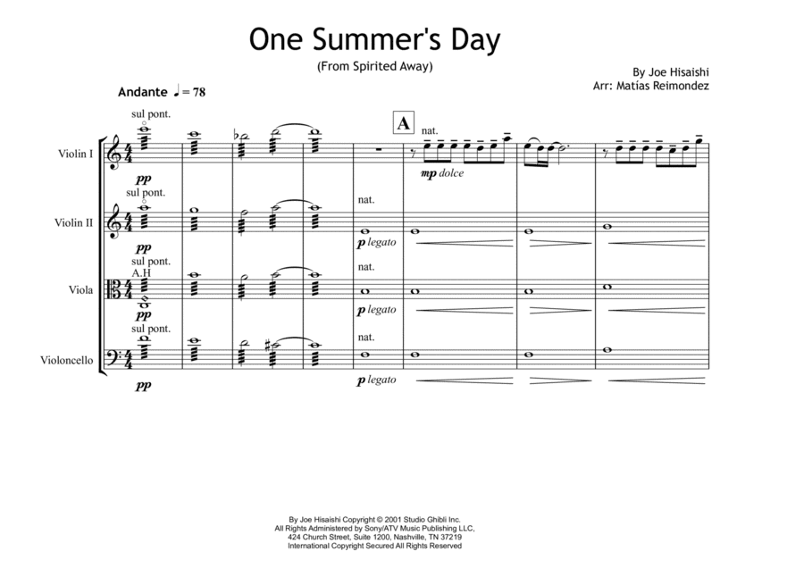 One Summer's Day (arr. Matías Reimondez)