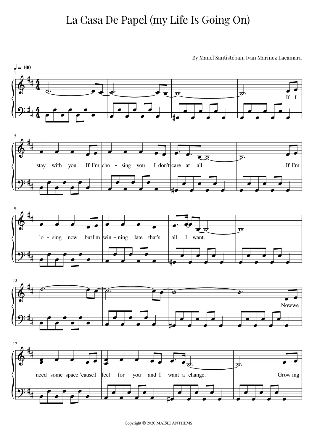 La Casa De Papel (my Life Is Going On) (arr. Roger da Luz)