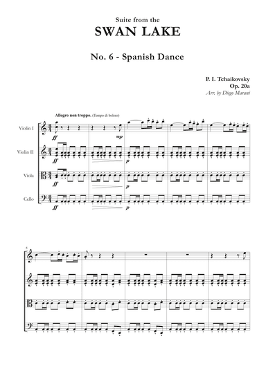 "Spanish Dance" from Swan Lake Suite for String Quartet (arr. Diego Marani)