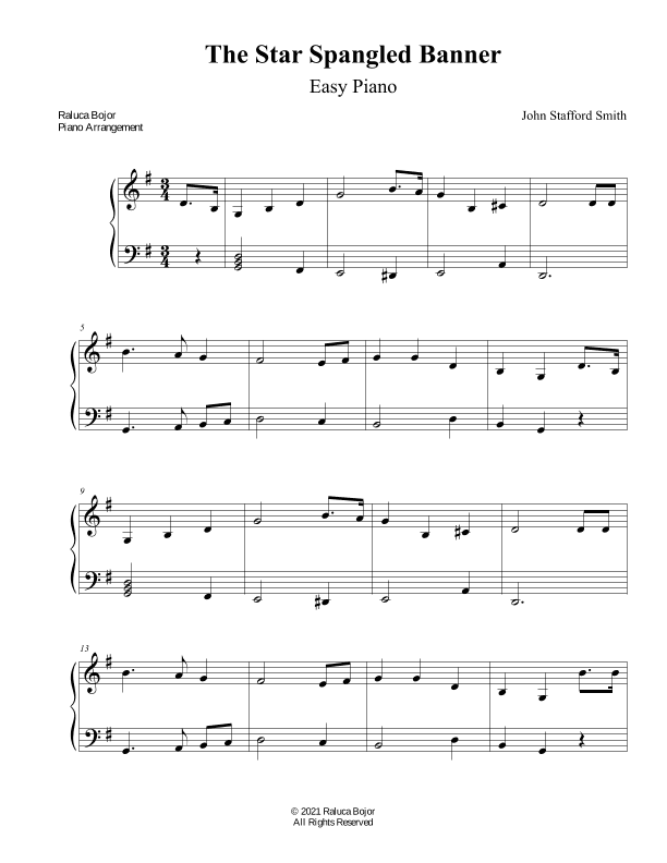 The Star Spangled Banner (America's National Anthem) (arr. Raluca Bojor)