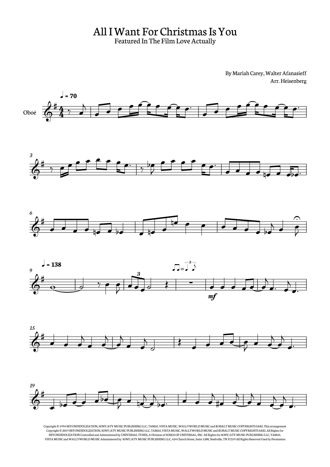 All I Want For Christmas Is You (arr. Heisenberg)