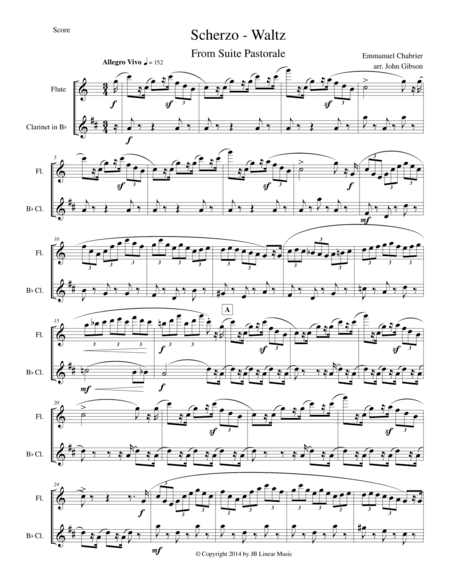 Chabrier - flute and clarinet duet - Scherzo from Suite Pastorale (arr. John Gibson)