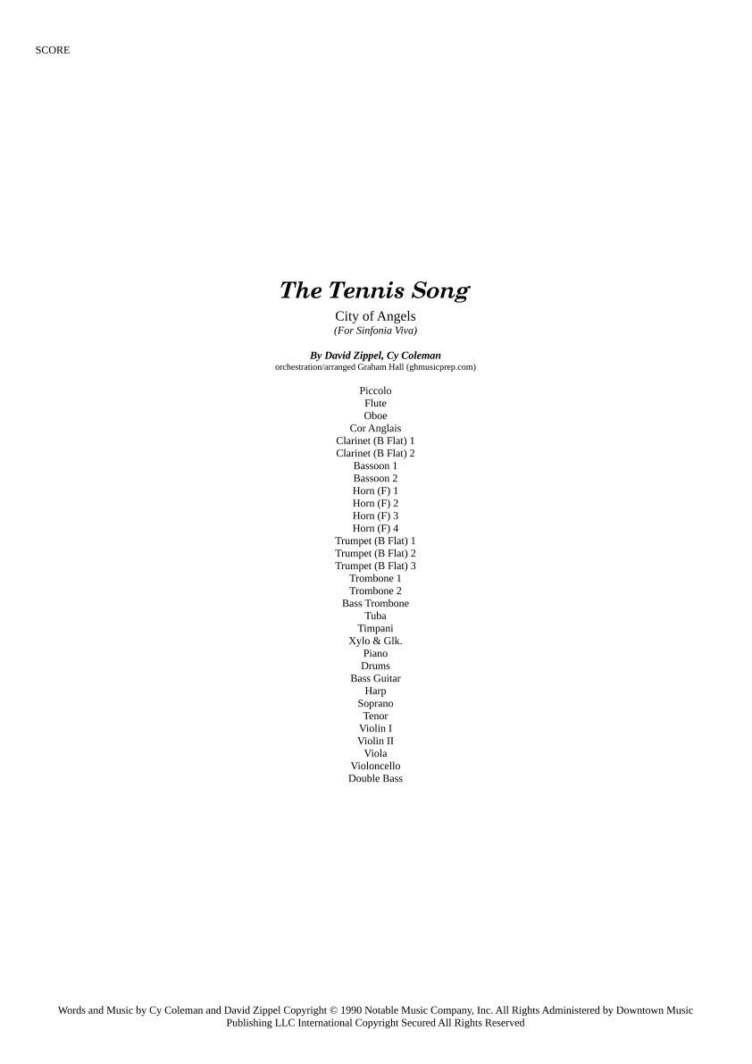 The Tennis Song (arr. Graham Hall (ghmusicprep.com))