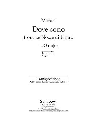 Mozart: Dove sono (transposed to G Major) (arr. Sunbow)