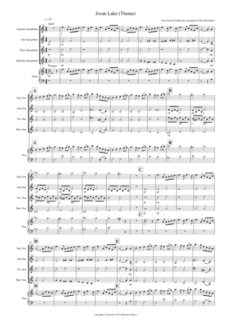 Swan Lake Theme for Saxophone Quartet (arr. David Burndrett)