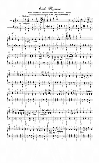 Chili. Beguine por Felix Gregory (arr. Juan Carlos Cortés A.)