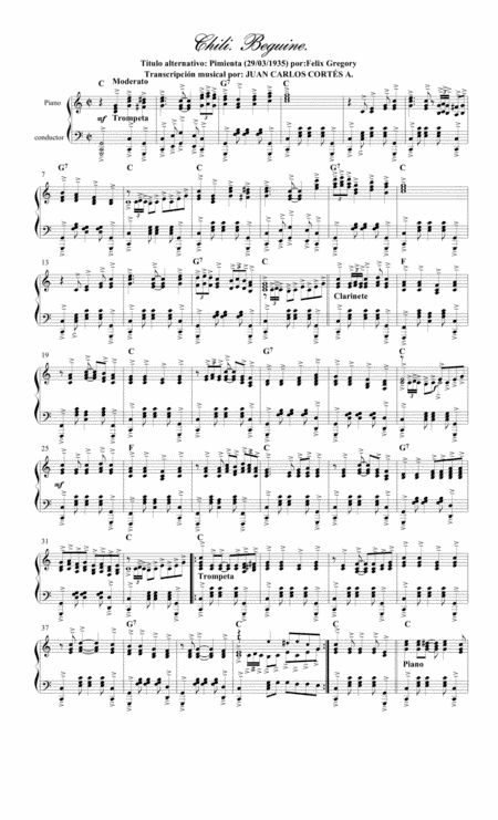 Chili. Beguine por Felix Gregory (arr. Juan Carlos Cortés A.)