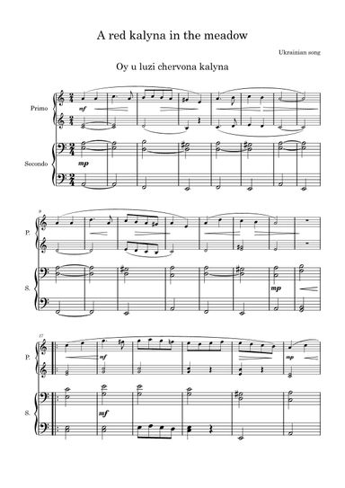 A red kalyna in the meadow (Oy u luzi chervona kalyna) (arr. Andrii Redchyts)