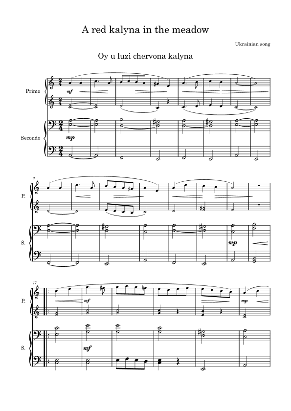 A red kalyna in the meadow (Oy u luzi chervona kalyna) (arr. Andrii Redchyts)