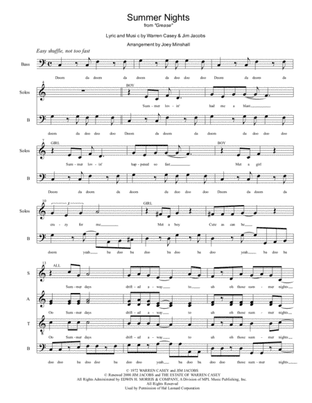 Summer Nights (arr. Joey Minshall)