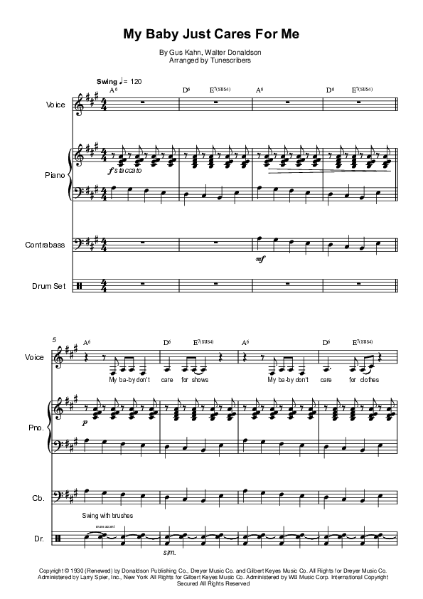 My Baby Just Cares for Me (arr. Tunescribers)