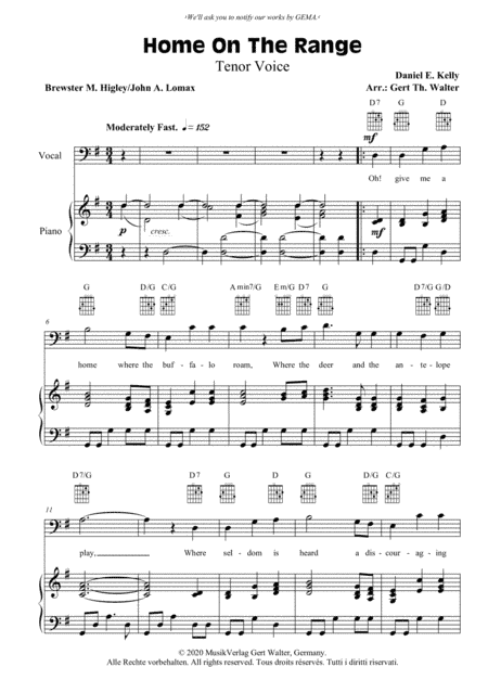 Home On The Range (arr. Gert Th. Walter)