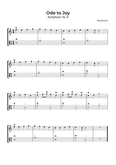 Ode to Joy (Violin and Viola with bow notation) (arr. Alex Nunes Rodrigues)